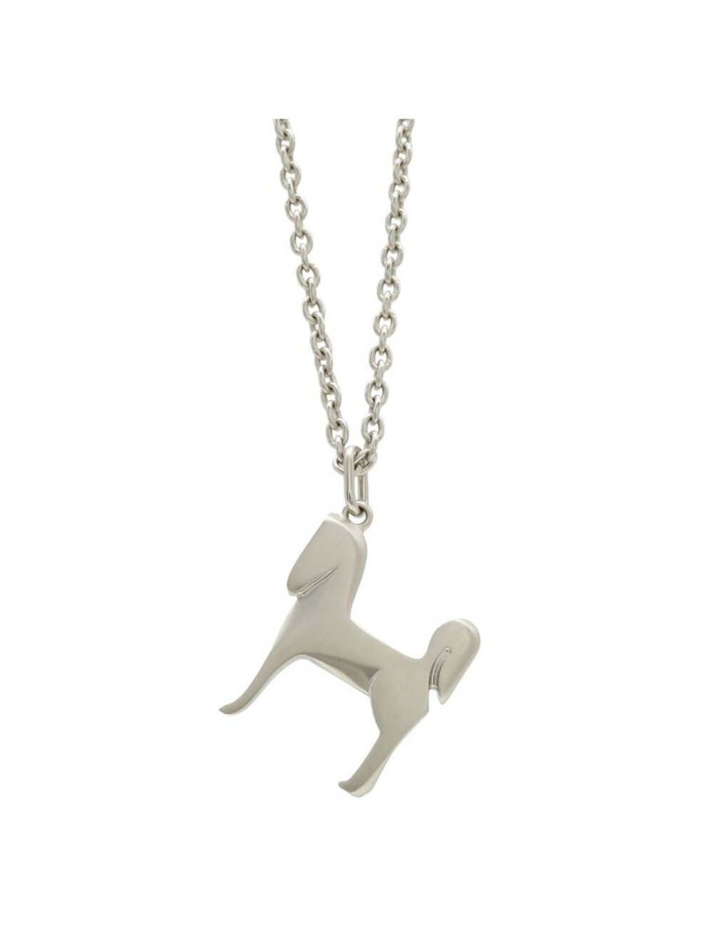 Hermes Panache Pendant Chain Horse Motif Metal Silver